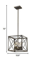 Brooklyn 4-Light Oil-Rubbed Bronze Pendant With Metal Framework Shade