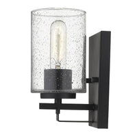 Black Metal and Textured Glass Wall Sconce