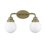 Two Light Gold Wall Sconce with Round Glass Shade