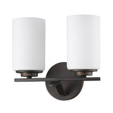 Two Light Bronze and Glass Wall Sconce