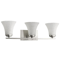 Three Light Silver Wall Light with Tapered Glass Shade
