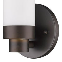 Bronze Wall Light with Narrow Frosted Glass Shade