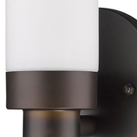Bronze Wall Light with Narrow Frosted Glass Shade