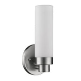 Silver Wall Light with Narrow Frosted Glass Shade
