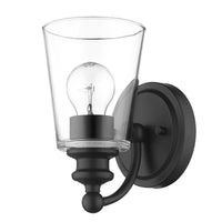 One Light Matte Black Glass Shade Wall Sconce