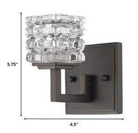 Modern Burnished Dark Bronze and Cubed Crystal Wall Sconce
