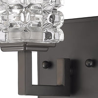 Modern Burnished Dark Bronze and Cubed Crystal Wall Sconce