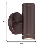 Bronze LED Two Light Can Shape Wall Sconce