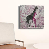 20" Exotic Pink Giraffes Canvas Wall Art