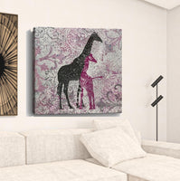 20" Exotic Pink Giraffes Canvas Wall Art