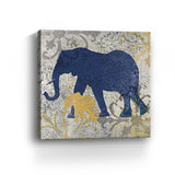 20" Exotic Blue and Gold Elephant Canvas Wall Art