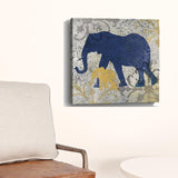 20" Exotic Blue and Gold Elephant Canvas Wall Art