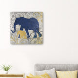 20" Exotic Blue and Gold Elephant Canvas Wall Art