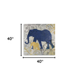 20" Exotic Blue and Gold Elephant Canvas Wall Art