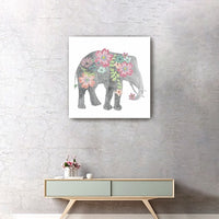 20" Floral Elephant Canvas Wall Art