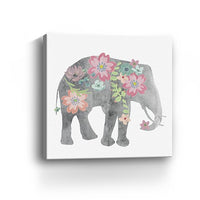 20" Floral Elephant Canvas Wall Art