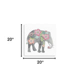 20" Floral Elephant Canvas Wall Art