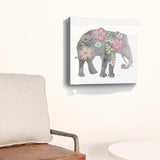 20" Floral Elephant Canvas Wall Art