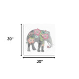 20" Floral Elephant Canvas Wall Art