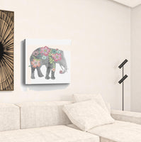 20" Floral Elephant Canvas Wall Art