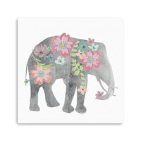 20" Floral Elephant Canvas Wall Art