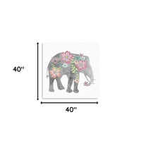 20" Floral Elephant Canvas Wall Art