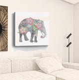 20" Floral Elephant Canvas Wall Art