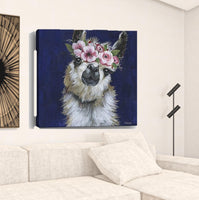 20" Watercolor Flower Llama Canvas Wall Art