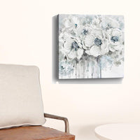 20" Winter Blues Flower Canvas Wall Art