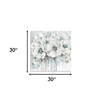 20" Winter Blues Flower Canvas Wall Art