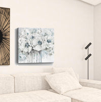 20" Winter Blues Flower Canvas Wall Art