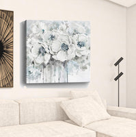 20" Winter Blues Flower Canvas Wall Art