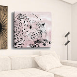20" Pink Laying Leopard Canvas Wall Art