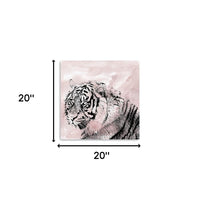 20" Pink Crouching Tiger Canvas Wall Art