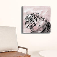 20" Pink Crouching Tiger Canvas Wall Art