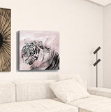 20" Pink Crouching Tiger Canvas Wall Art