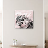 20" Pink Crouching Tiger Canvas Wall Art