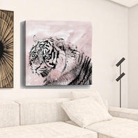 20" Pink Crouching Tiger Canvas Wall Art