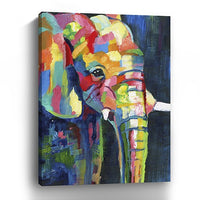 24" Bright Multi Color Elephant Canvas Wall Art