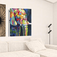 24" Bright Multi Color Elephant Canvas Wall Art