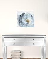 40" x 40" Watercolor Abstract Gray Blue Flower Canvas Wall Art