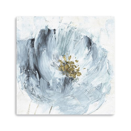 40" x 40" Watercolor Abstract Gray Blue Flower Canvas Wall Art