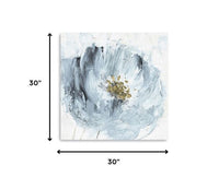 40" x 40" Watercolor Abstract Gray Blue Flower Canvas Wall Art