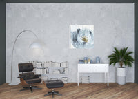 40" x 40" Watercolor Abstract Gray Blue Flower Canvas Wall Art