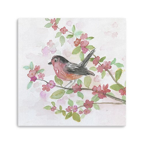 20" Flower and Bird Canvas Wall Art