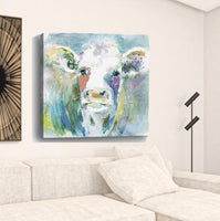 20" Watercolor Cow Canvas Wall Art