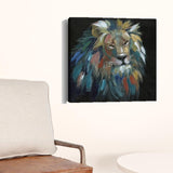 20" Painted Lion Portrait Canvas Wall Art