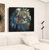 20" Painted Lion Portrait Canvas Wall Art
