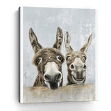 24" Cute Donkeys Canvas Wal Art