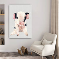 24" Cute Pink Piglet Canvas Wall Art